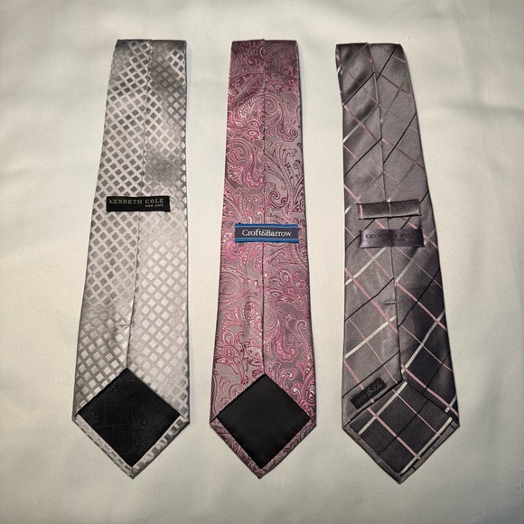 Kenneth Cole, Croft & Barrow, Geoffrey Beene Pink and Gray Tie Trio - Picture 6 of 11